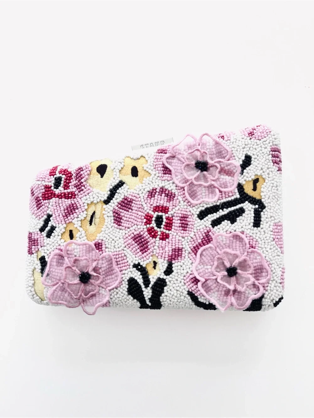 STAUD Carmella Floral Beaded Clutch Bag